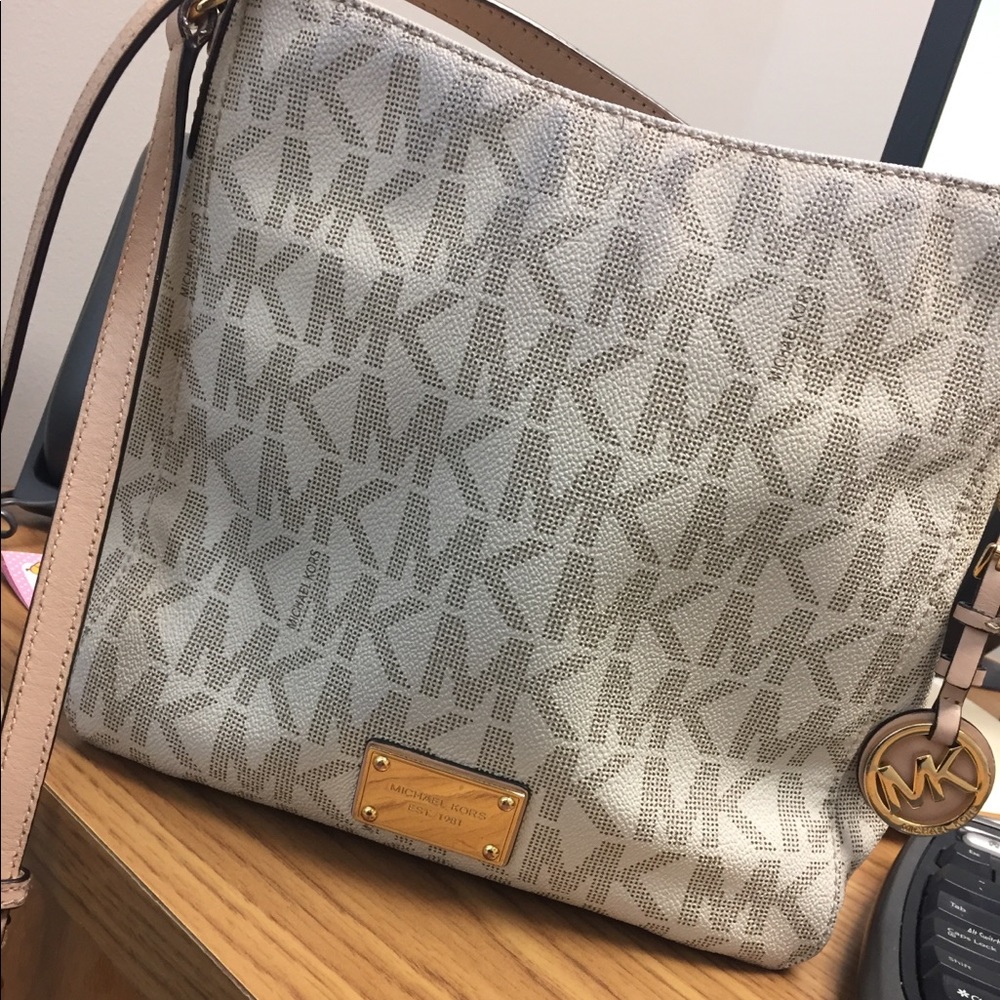 Michael Kors White Monogram Crossbody Purse